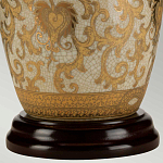 Настольная лампа с фарфоровым основанием с декоративным орнаментом и белым абажуром на темной круглой подставке Elstead Lighting варинант исполнения - 9 | Loft Concept в Екатеринбурге