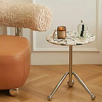 Дизайнерский журнальный стол с круглой столешницей на изогнутых стальных ножках Obafaby варинант исполнения - 1 | Loft Concept в Екатеринбурге