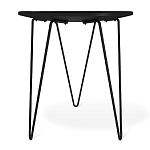 Стол журнальный с круглой столешницей из стекла на 3-х черных ножках Beige Marble варинант исполнения - 4 | Loft Concept в Екатеринбурге