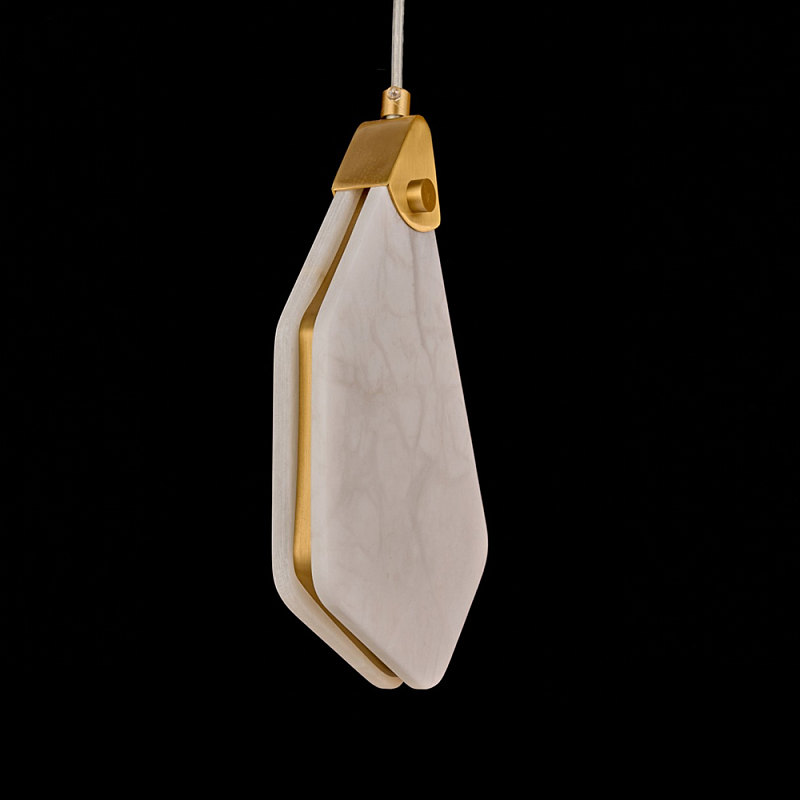 Подвесной светильник фигурный плафон Stone Polygon Белый Латунь в Екатеринбурге | Loft Concept 