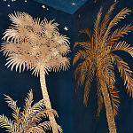 Обои с вышивкой ручной работы Deco Palms Original colourway on velvet варинант исполнения - 3 | Loft Concept в Екатеринбурге