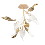 Люстра потолочная с белыми матовыми и золотыми глянцевыми листьями Wintery flovers варинант исполнения - 1 | Loft Concept в Екатеринбурге