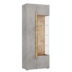 Шкаф-витрина с фасадом цвета серый бетон и стеклянными дверками Grace of Furniture варинант исполнения - 2 | Loft Concept в Екатеринбурге