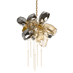 Люстра подвесная со стеклянными плафонами из дымчатого и золотистого с шестью вертикальными подвесками Gilded Mirage  варинант исполнения - 1 | Loft Concept в Екатеринбурге