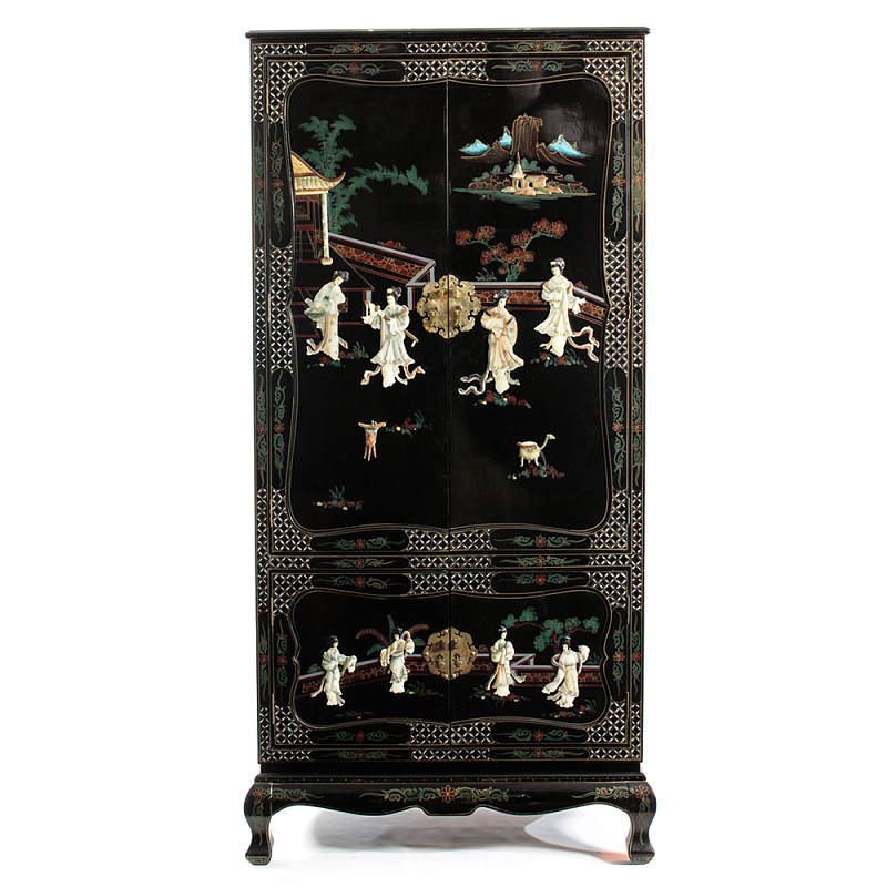 Шкаф черный в китайском стиле  Chinese Cabinet Black Черный Мульти в Екатеринбурге | Loft Concept 