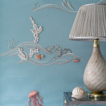 Обои с вышивкой ручной работы Amami Waves Moonbeam colourway on silk moire варинант исполнения - 4 | Loft Concept в Екатеринбурге