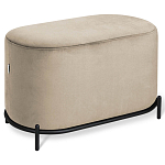 Банкетка овальная бежевый велюр на 4-х металлических ножках черного цвета SANJAY варинант исполнения - 1 | Loft Concept в Екатеринбурге