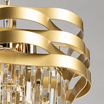 Люстра цвета матового золота с металлическими лентами и длинными прозрачными подвесками Gilded Waves варинант исполнения - 6 | Loft Concept в Екатеринбурге