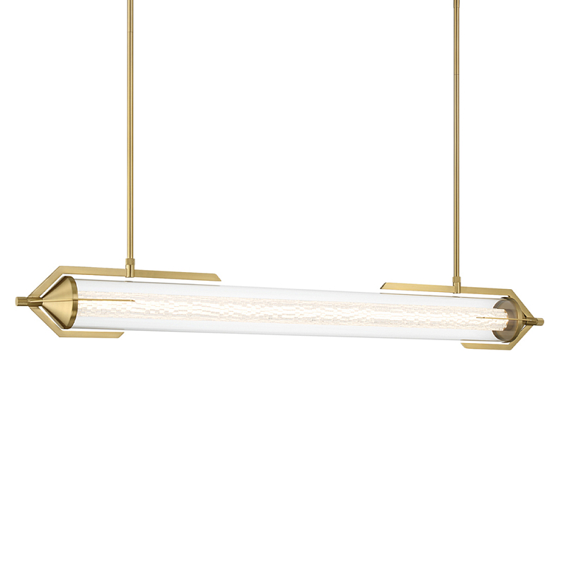 Подвесной светильник линейный золотого цвета с длинной цилиндрической стеклянной трубкой Eurofase Прозрачное Стекло Золотой в Екатеринбурге | Loft Concept 