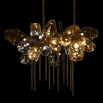 Люстра подвесная с 22-мя гранёными стеклянными плафонами с вертикальными подвесками Gilded Mirage  варинант исполнения - 8 | Loft Concept в Екатеринбурге