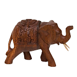 Статуэтка из дерева суар в виде слона в традиционном облачении Little Elephant варинант исполнения - 2 | Loft Concept в Екатеринбурге