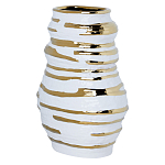 Ваза белая с рельефной поверхностью и золотыми полосами Vase Beehive варинант исполнения - 1 | Loft Concept в Екатеринбурге