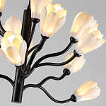 Люстра подвесная черного цвета с ветвями и белыми фарфоровыми цветами Floralis варинант исполнения - 6 | Loft Concept в Екатеринбурге