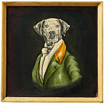 Картина в квадратной раме Chinoiserie Grey Dog Portrait варинант исполнения - 1 | Loft Concept в Екатеринбурге