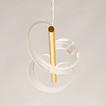 Люстра линейная золотистого цвета с двумя прозрачными волнистыми элементами Wave Line варинант исполнения - 8 | Loft Concept в Екатеринбурге