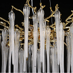 Люстра золотого цвета с декоративными ветками и длинными прозрачными стеклянными подвесами в форме сосулек Droplet Chandelier варинант исполнения - 10 | Loft Concept в Екатеринбурге