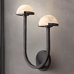 Бра с 2-мя мраморными плафонами на черном корпусе Light Warm Light варинант исполнения - 3 | Loft Concept в Екатеринбурге