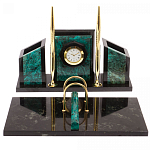 Настольный письменный набор из змеевика с часами Successful Leader варинант исполнения - 1 | Loft Concept в Екатеринбурге