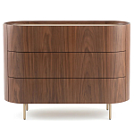 Комод округлой формы с тремя ящиками Walnut and Leather варинант исполнения - 1 | Loft Concept в Екатеринбурге