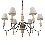 Люстра на металлическом основании с 6-ю белыми тканевыми абажурами Terrain варинант исполнения - 7 | Loft Concept в Екатеринбурге