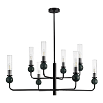 Люстра с 8-ю плафонами в форме стеклянных трубок и мраморных декоративных элементов Montreal варинант исполнения - 3 | Loft Concept в Екатеринбурге