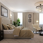 Кровать двуспальная бежевая с основанием из массива дерева с мягким изголовьем Flax Beds варинант исполнения - 4 | Loft Concept в Екатеринбурге