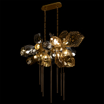 Люстра подвесная с 18-ю стеклянными плафонами с вертикальными подвесками Gilded Mirage  варинант исполнения - 6 | Loft Concept в Екатеринбурге