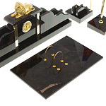 Настольный письменный набор из чёрного обсидиана с декором в виде льва Golden Lion варинант исполнения - 3 | Loft Concept в Екатеринбурге