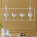 Люстра белая прямоугольная с абажурами в виде цветков тюльпана White Tulips варинант исполнения - 8 | Loft Concept в Екатеринбурге
