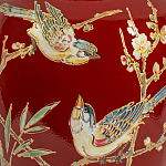 Настольная лампа бордовая с изображением птиц Slip Away варинант исполнения - 6 | Loft Concept в Екатеринбурге