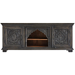 Деревянная ТВ-тумба из массива манго с резьбой Essua Grey Mango TV stand варинант исполнения - 1 | Loft Concept в Екатеринбурге