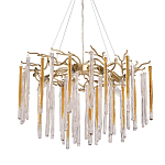 Люстра подвесная золотого цвета с разветвленными ветвями и прозрачными стеклянными подвесками Droplet Chandelier варинант исполнения - 1 | Loft Concept в Екатеринбурге