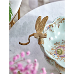 Чаша из голубого фарфора на бронзовых ножках с рисунком цветов и фигурками стрекоз Blue Garden варинант исполнения - 5 | Loft Concept в Екатеринбурге