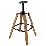 Барный стул со спинкой и металлической подставкой на 4-х деревянных ножках Бежевый Велюр Vendramin Chair варинант исполнения - 8 | Loft Concept в Екатеринбурге