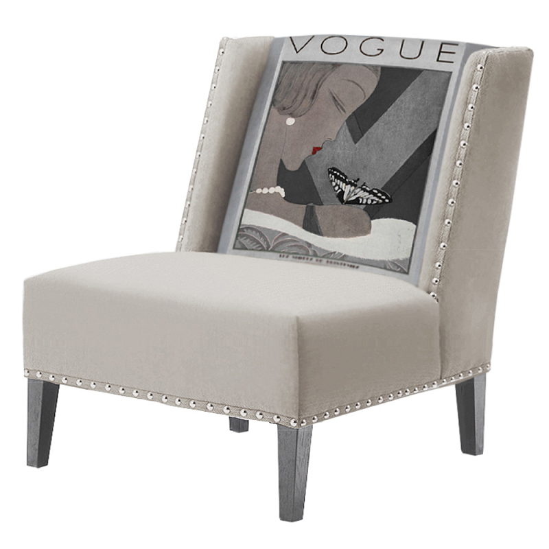 FUN Armchair  Vogui II Beige Дизайнерское кресло с цветным принтом Бежево-серый в Екатеринбурге | Loft Concept 