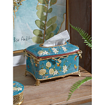 Салфетница прямоугольная голубого цвета с цветами и бабочками Blue Garden варинант исполнения - 3 | Loft Concept в Екатеринбурге