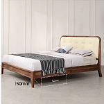 Кровать двуспальная с каркасом из дерева и мягким изголовьем Moon Walnut Bed варинант исполнения - 6 | Loft Concept в Екатеринбурге