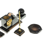 Настольный письменный набор с часами из природного камня обсидиана National Еmblem варинант исполнения - 5 | Loft Concept в Екатеринбурге