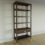 Стеллаж Elsa Dreams Walnut со стеклянными полками и ящиком варинант исполнения - 1 | Loft Concept в Екатеринбурге