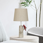 Настольная лампа с тканевым абажуром и основанием в виде птицы на дереве Simurq варинант исполнения - 3 | Loft Concept в Екатеринбурге