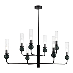 Люстра с 8-ю плафонами в форме стеклянных трубок и мраморных декоративных элементов Montreal варинант исполнения - 1 | Loft Concept в Екатеринбурге