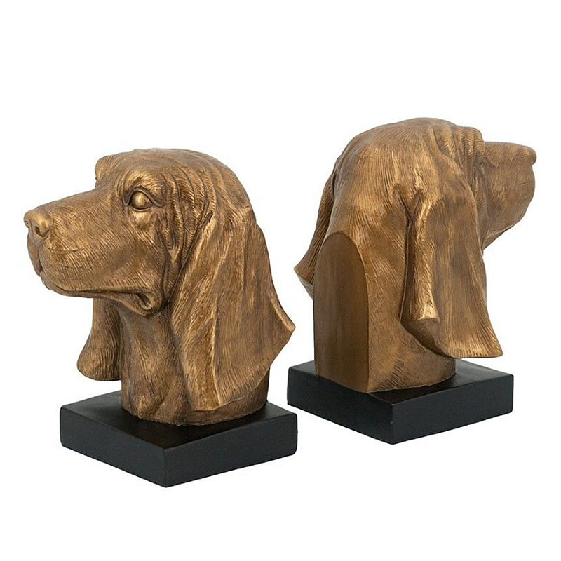 Держатель для книг с бронзовыми фигурками головы собаки Dog Elegance Бронза Черный Держатель для книг с бронзовыми фигурками головы собаки Dog Elegance Бронза Черный в Екатеринбурге | Loft Concept