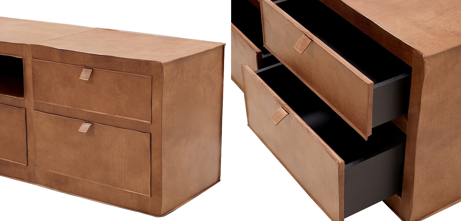 ТВ-тумба Leather Wood TV Stand ТВ-тумба Leather Wood TV Stand - Loft-Concept в Екатеринбурге