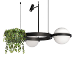 Подвесной светильник с 2-мя шарообразными плафонами и цилиндрическим спотом Light of Еyes варинант исполнения - 1 | Loft Concept в Екатеринбурге