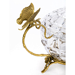 Конфетница из прозрачного рельефного стекла с ручками в виде стрекоз и фигуркой лебедя Eden Garden варинант исполнения - 2 | Loft Concept в Екатеринбурге