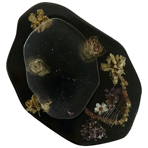 Подставка из эпоксидной смолы с цветами черная Epoxy Resin Flowers Black