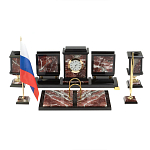 Настольный письменный набор из креноида и змеевика на бронзовых ножках Marble Accessory варинант исполнения - 1 | Loft Concept в Екатеринбурге