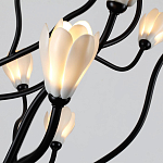 Люстра подвесная черного цвета с ветвями и белыми фарфоровыми цветами Floralis варинант исполнения - 13 | Loft Concept в Екатеринбурге