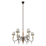 Люстра на металлическом основании с 6-ю белыми тканевыми абажурами Terrain варинант исполнения - 4 | Loft Concept в Екатеринбурге