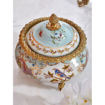 Шкатулка с крышкой из голубого фарфора с риунком птиц и цветов Blue Garden варинант исполнения - 2 | Loft Concept в Екатеринбурге